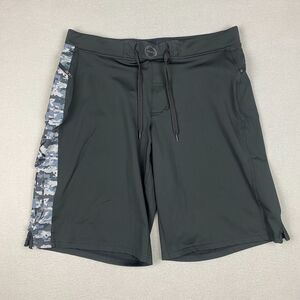Hylete Mens Large Drawstring Athletic Shorts Black Camo Crossfit Stretch Gym